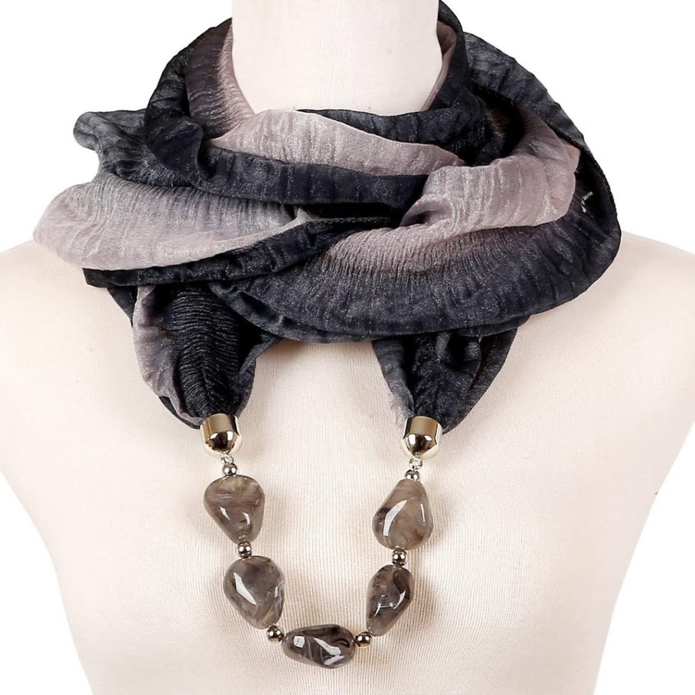 WOMENS Grey Marble Infinity PENDANT NECKLACE SCARF